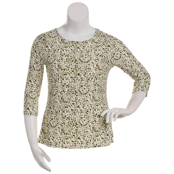 Womens Emily Daniels 3/4 Sleeve Dot Jacquard Knit Tunic Tee alternate view