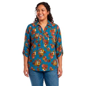 Plus Size Emily Daniels 3/4 Sleeve Floral Split Neck Blouse alternate view