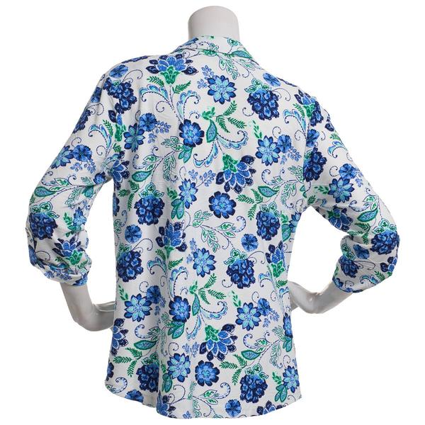 Womens Emily Daniel 3/4 Sleeve Scroll Jacquard Henley Blouse alternate view