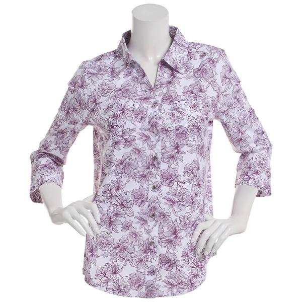 Womens Emily Daniels Knit To Fit Floral Blouse-Plum