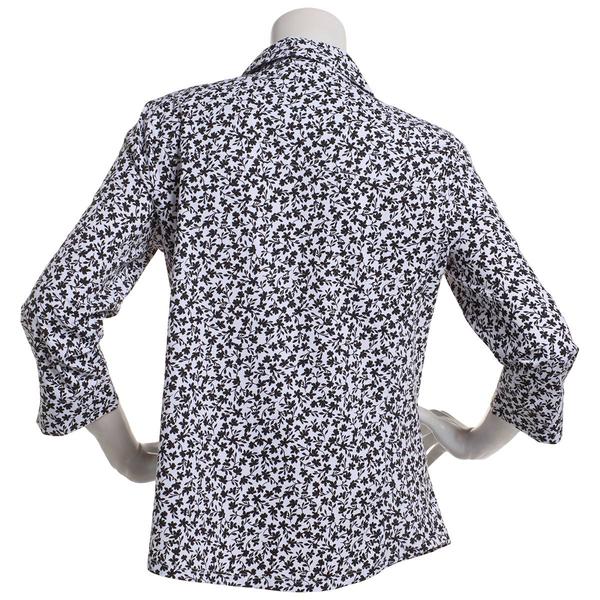 Womens Emily Daniels 3/4 Sleeve Floral Knit To Fit Button Down alternate view