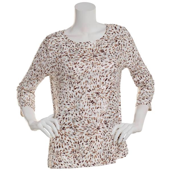 Womens Emily Daniels 3/4 Sleeve Foil Abstract Jacquard Tee alternate view