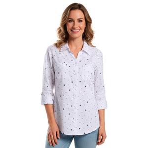 Womens Emily Daniels Star Dot Roll Tab Sleeve Button Down