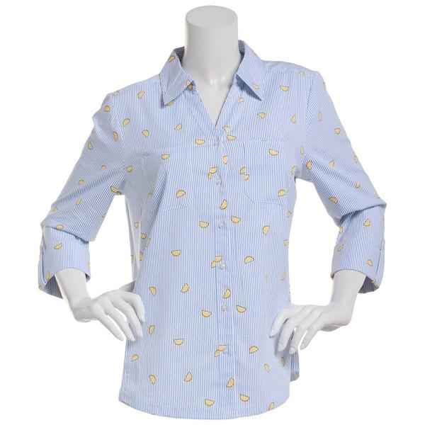 Womens Emily Daniels 3/4 Sleeve Lemons Casual Button Down alternate view