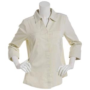 Womens Emily Daniels Stripe Casual Button Down - White/Green