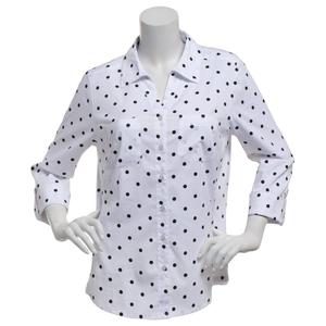 Petite Emily Daniels 3/4 Sleeve Dot Casual Button Down