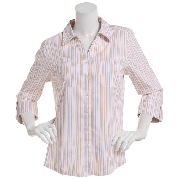 Womens Emily Daniels Knit To Fit Stripe Button Down alternate view