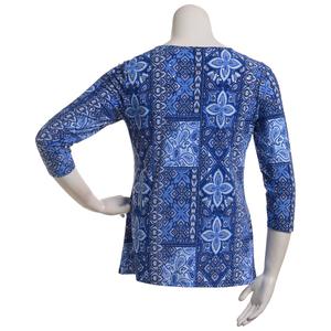 Plus Size Emily Daniels 3/4 Sleeve Patchwork Bar Neck Blouse alternate view