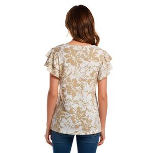 Womens Emily Daniels Double Ruffle Sleeve Abstract Floral Blouse alternate view