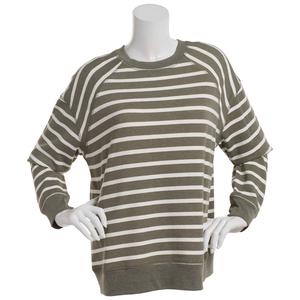 Plus Size Emily Daniels Stripe Knit Fleece Crew Neck Sweatshirt