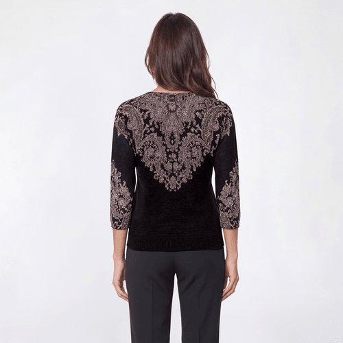 Womens Emily Daniels 3/4 Sleeve Rhinestone Paisley Sweater alternate view