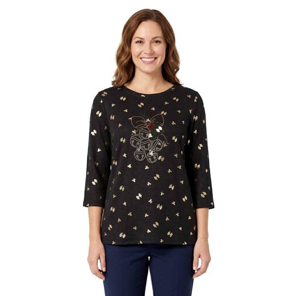 Womens Emily Daniels 3/4 Sleeve Jingle Bell Rhinestone Tee alternate view