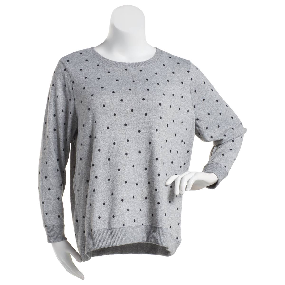 Womens Emily Daniels Long Sleeve Dot Hacci Crew Neck Tee