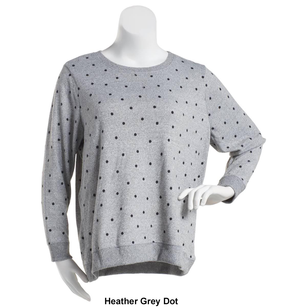 Womens Emily Daniels Long Sleeve Dot Hacci Crew Neck Tee