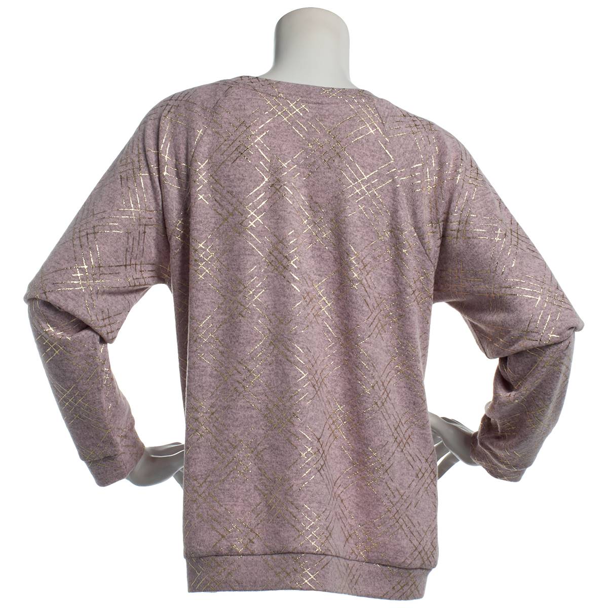 Womens Emily Daniels Long Sleeve Foil Hatch Crew Neck Tee