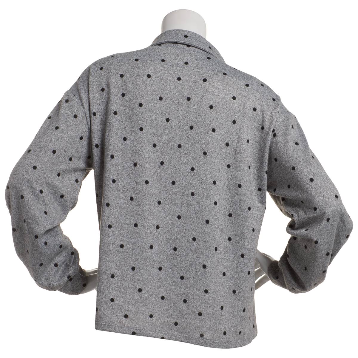 Plus Size Emily Daniels Long Sleeve Dots Split Neck Blouse