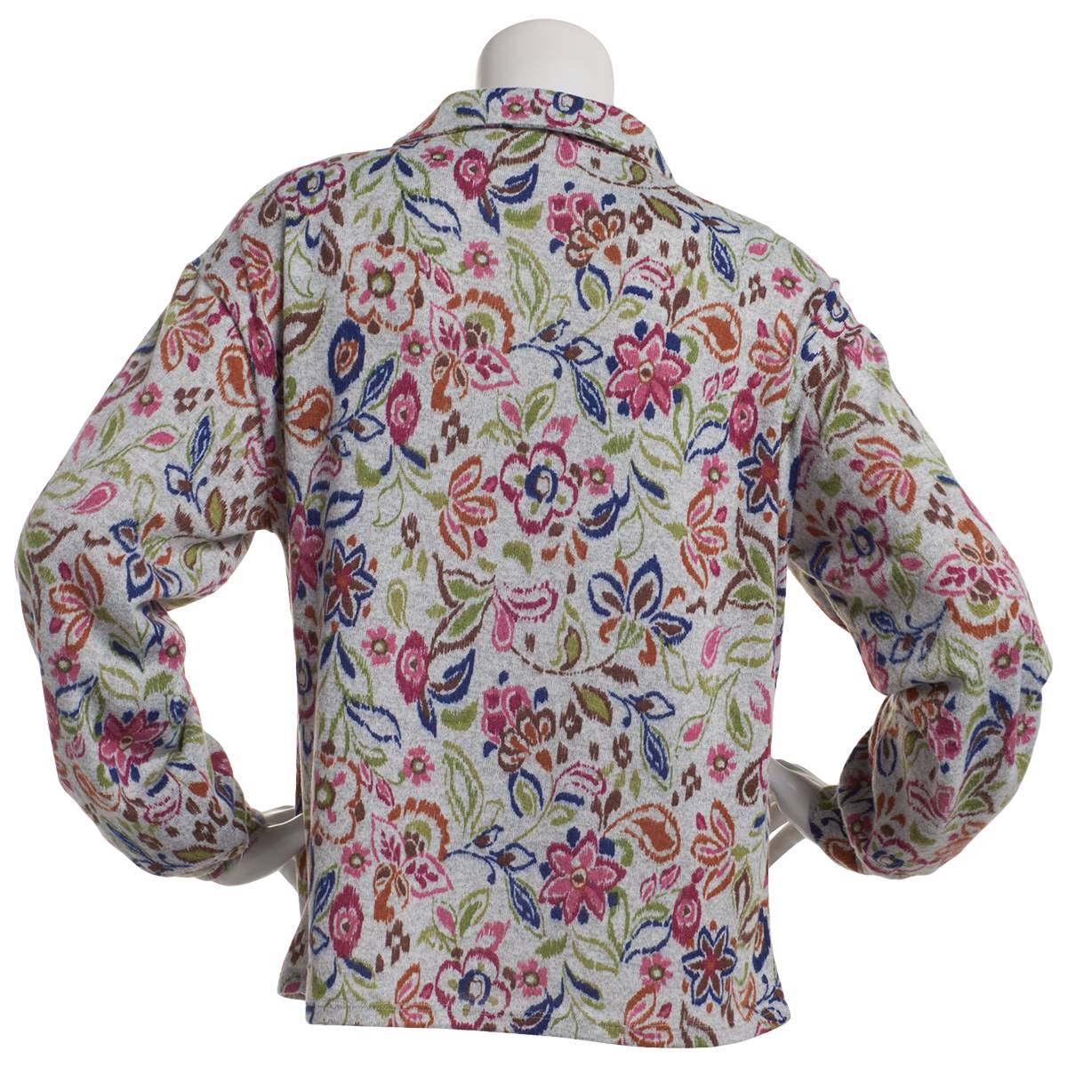 Plus Size Emily Daniels Long Sleeve Floral Split Neck Blouse