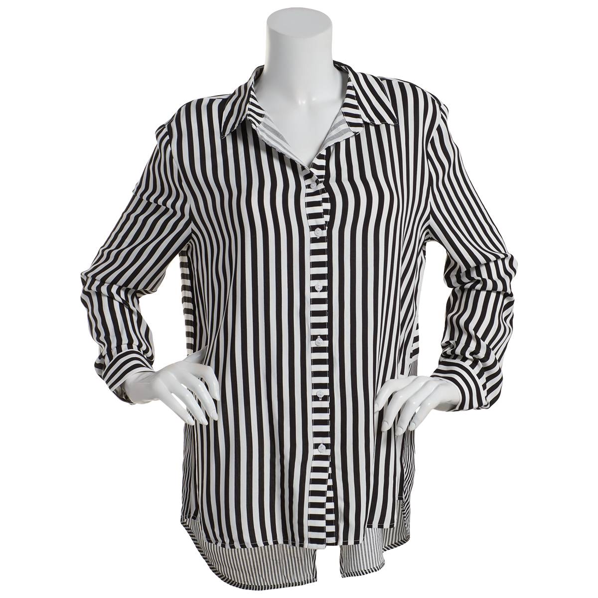 Womens Emily Daniels Long Sleeve Mix Stripe Casual Button Down