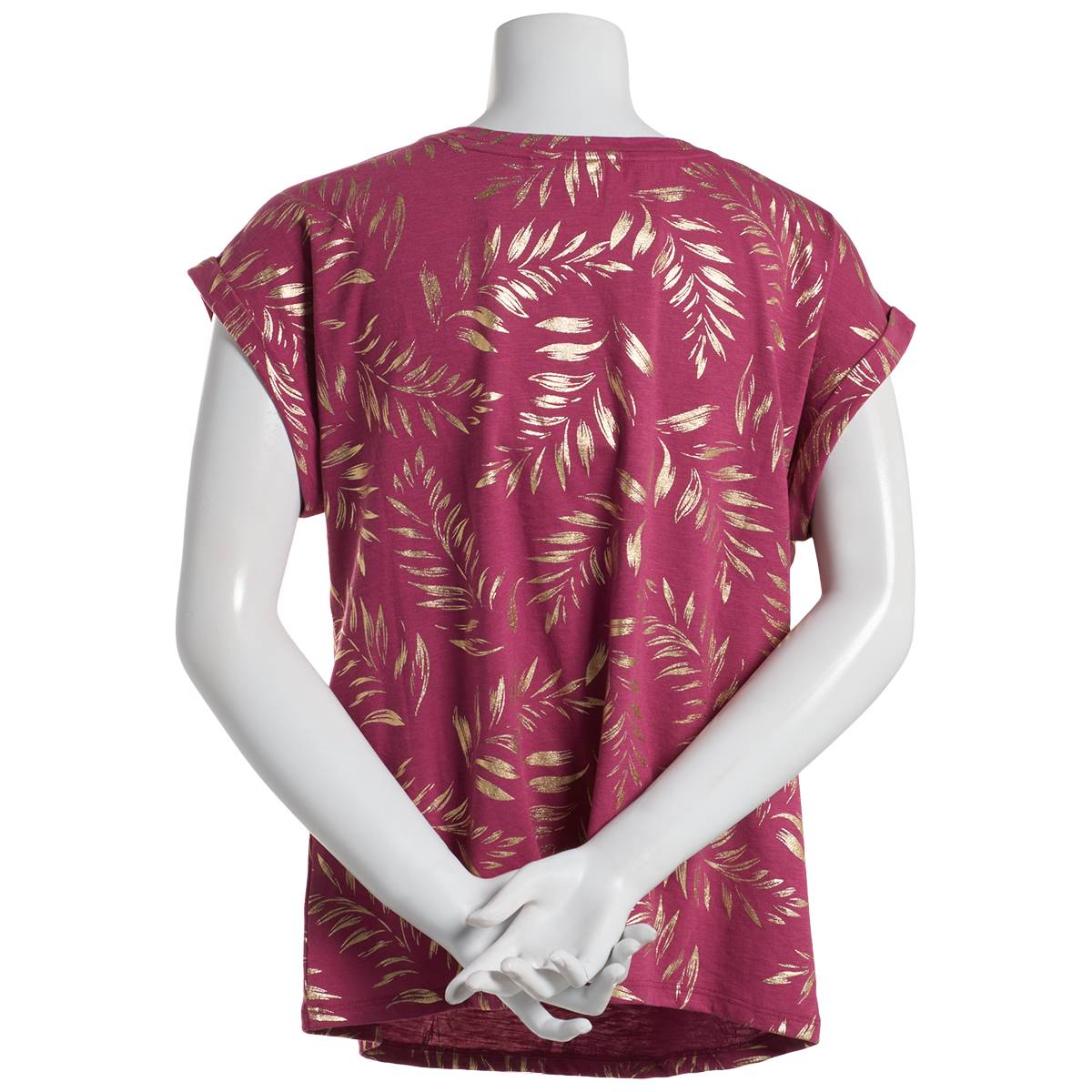 Petite Emily Daniels Short Dolman Sleeve Foil Leaves Tee