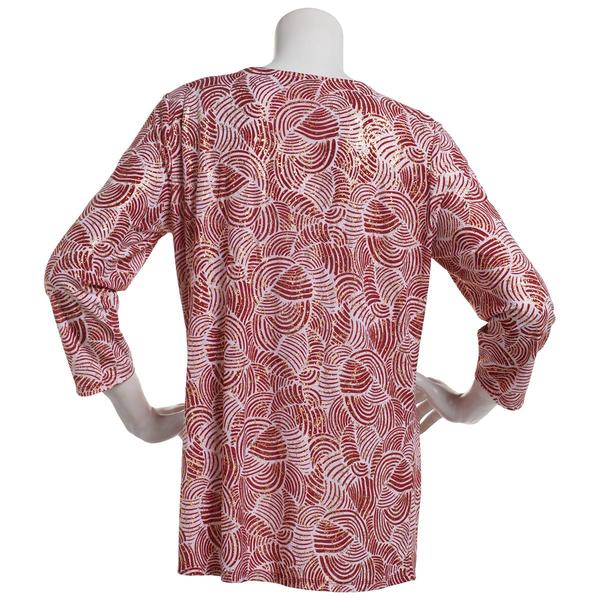 Womens Emily Daniels 3/4 Sleeve Bar Keyhole Foil Blouse alternate view