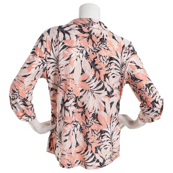 Womens Emily Daniels 3/4 Sleeve Foil Dot Tropical Leaf Blouse alternate view