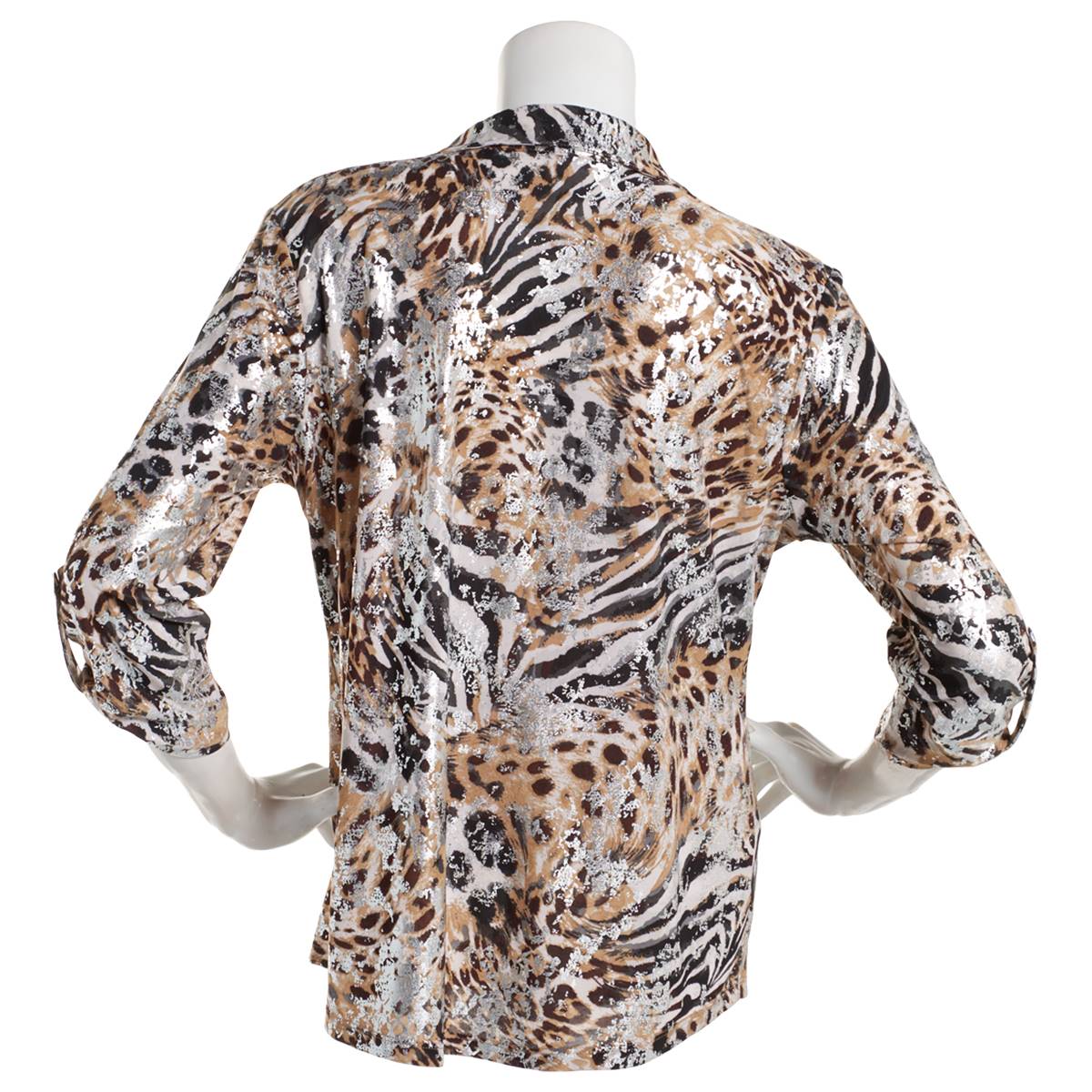 Womens Emily Daniels 3/4 Sleeve Foil Abstract Animal Blouse