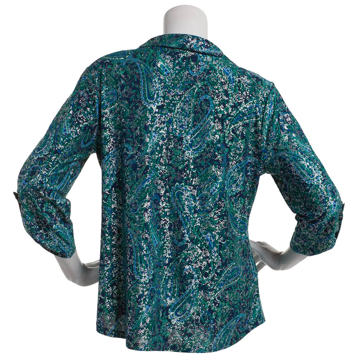 Plus Size Emily Daniels 3/4 Sleeve Foil Paisley Blouse