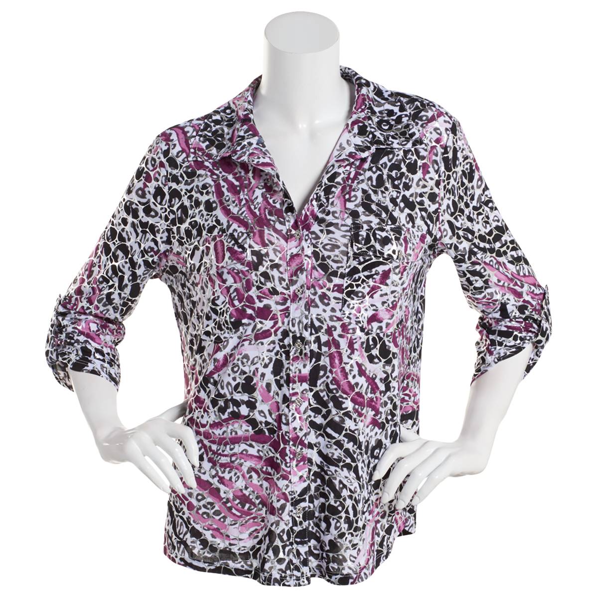 Womens Emily Daniels Foil Geo Animal Casual Button Down