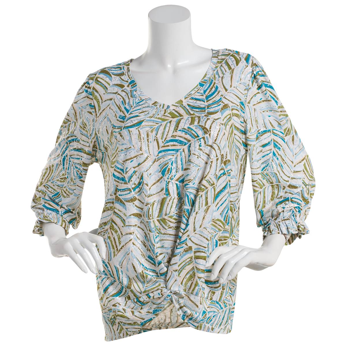 Plus Size Emily Daniels Foil Specks Twist Front Palm Blouse