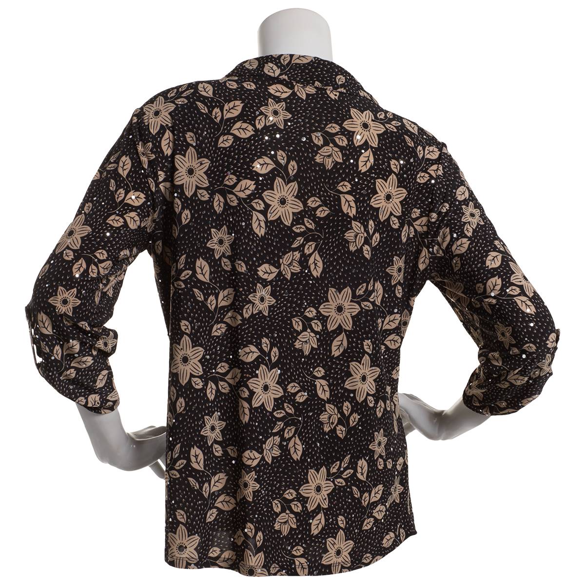 Plus Size Emily Daniels 3/4 Sleeve Foil Dot Floral Leaf Blouse