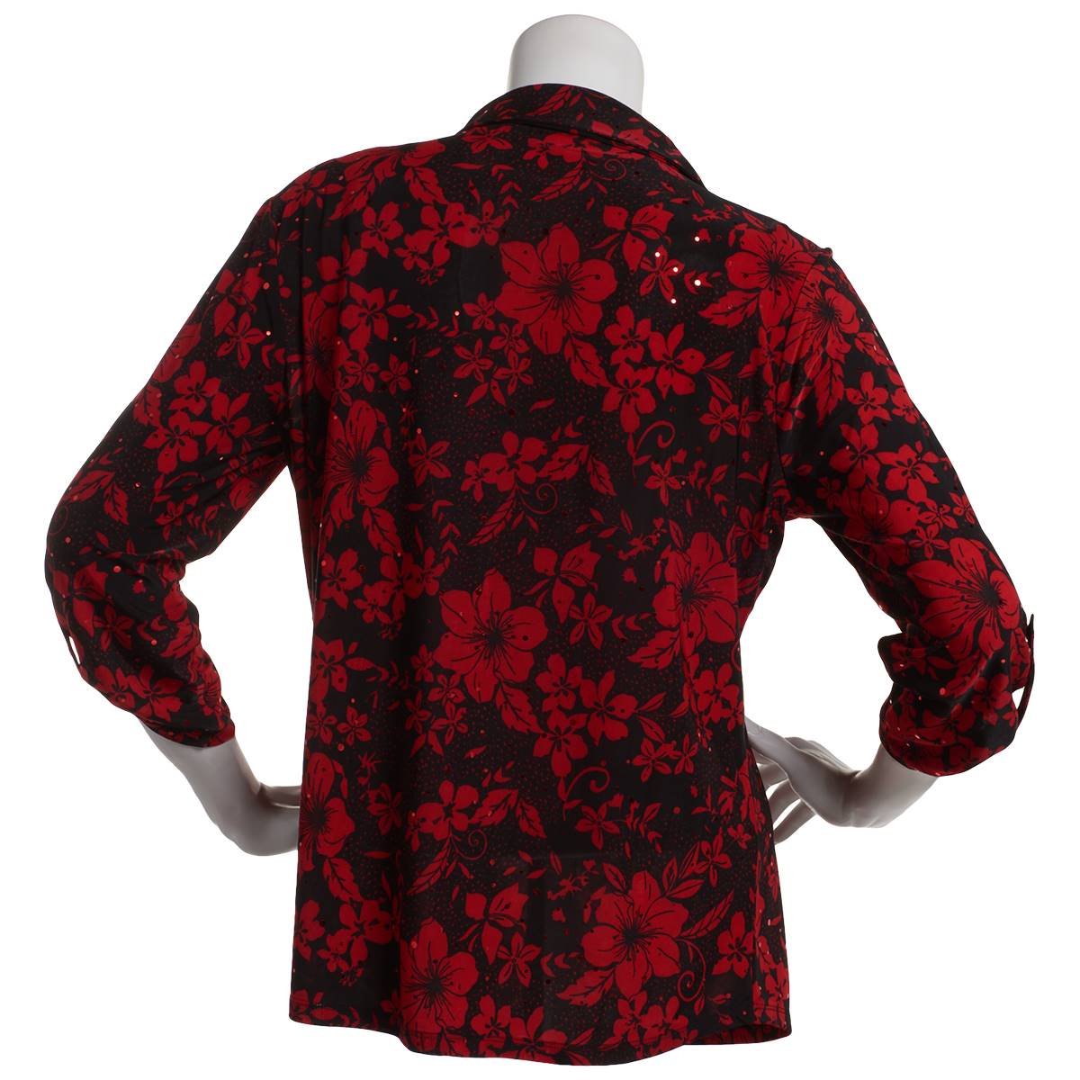 Womens Emily Daniels 3/4 Sleeve Floral Dot Button Front Blouse