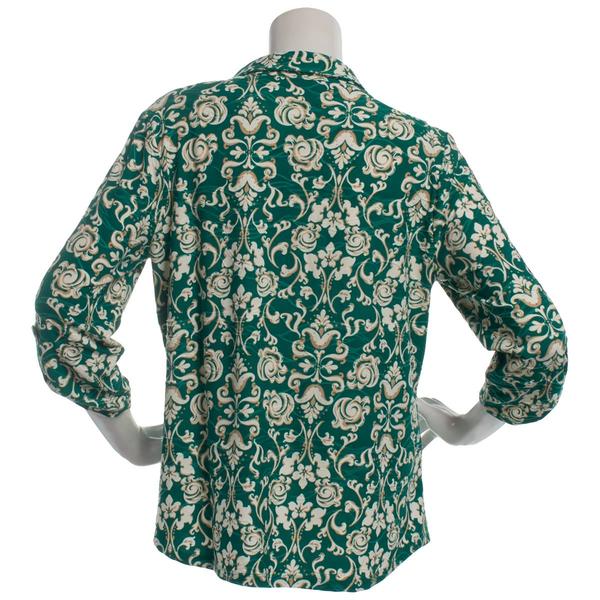 Plus Size Emily Daniels 3/4 Sleeve Scroll Henley Blouse alternate view