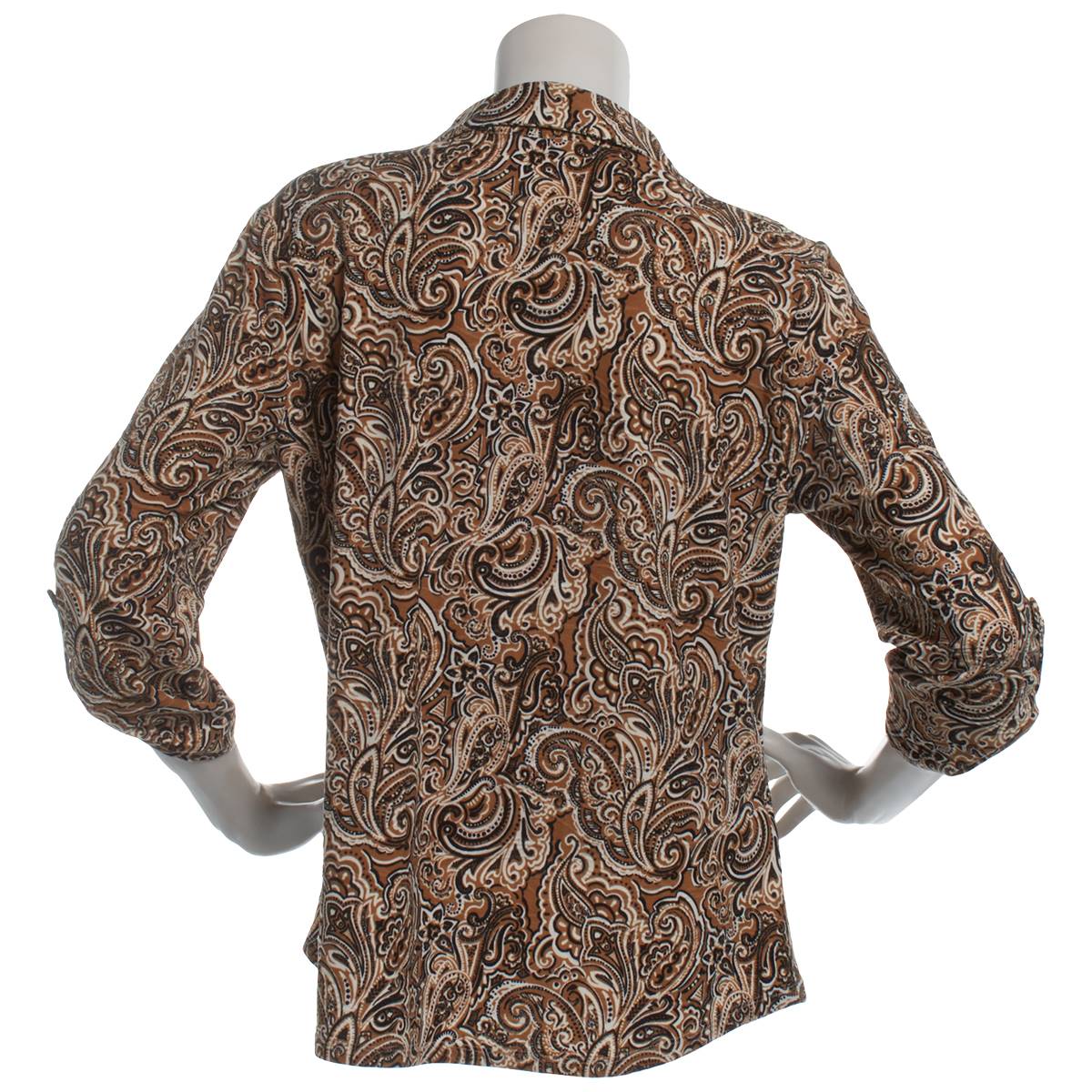 Womens Emily Daniels 3/4 Sleeve Two Pocket Paisley Henley Blouse