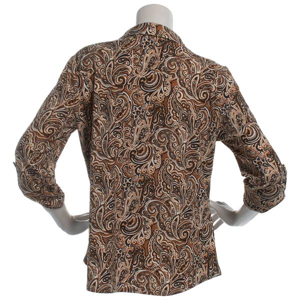 Womens Emily Daniels 3/4 Sleeve Two Pocket Paisley Henley Blouse alternate view