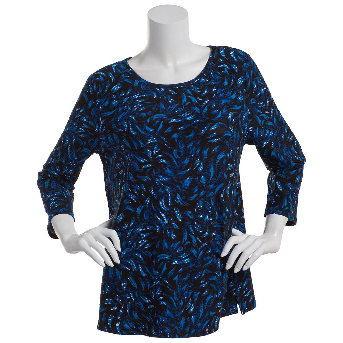 Plus Size Emily Daniels 3/4 Sleeve Abstract Animal Print Tee