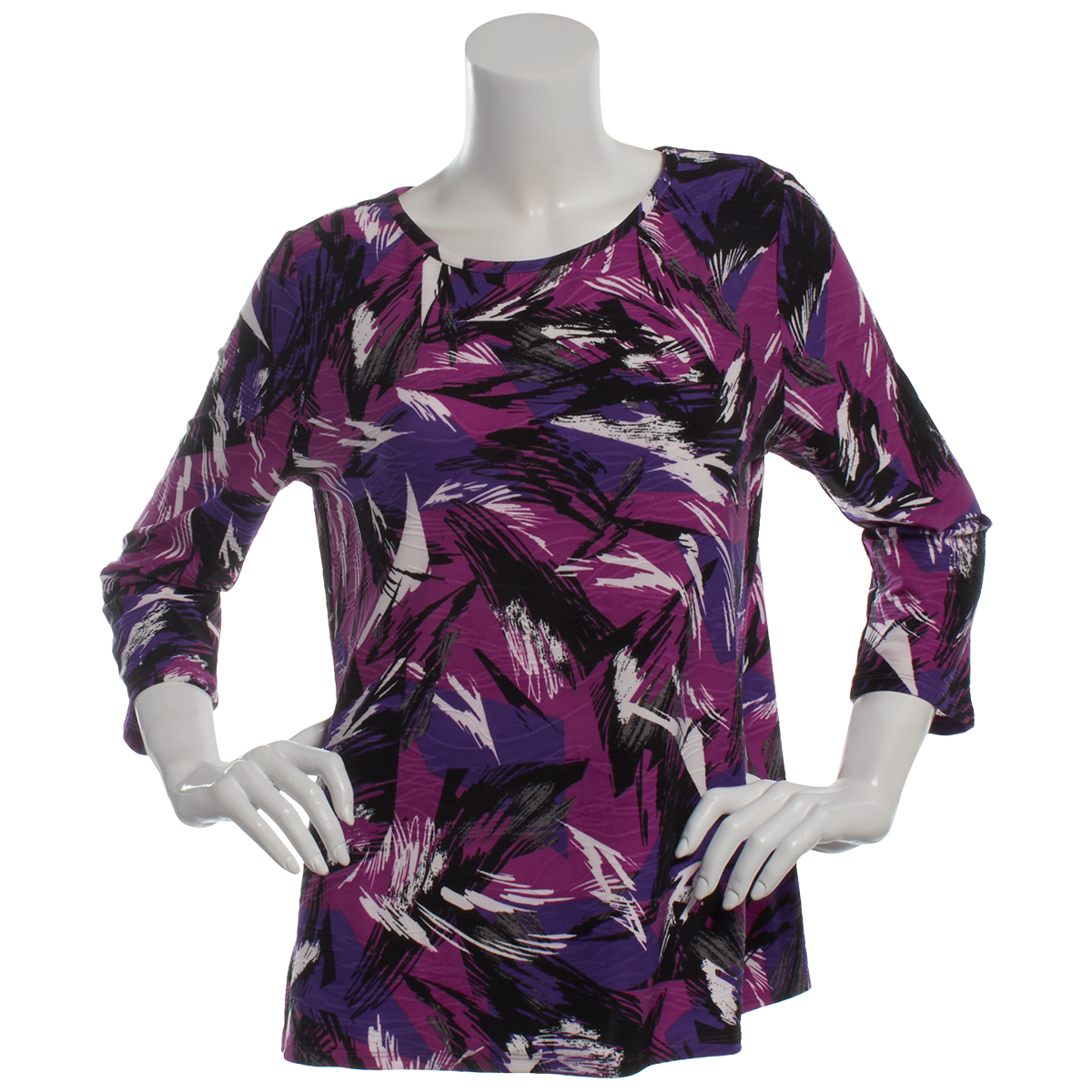 Womens Emily Daniels 3/4 Sleeve Abstract Scoop Neck Blouse