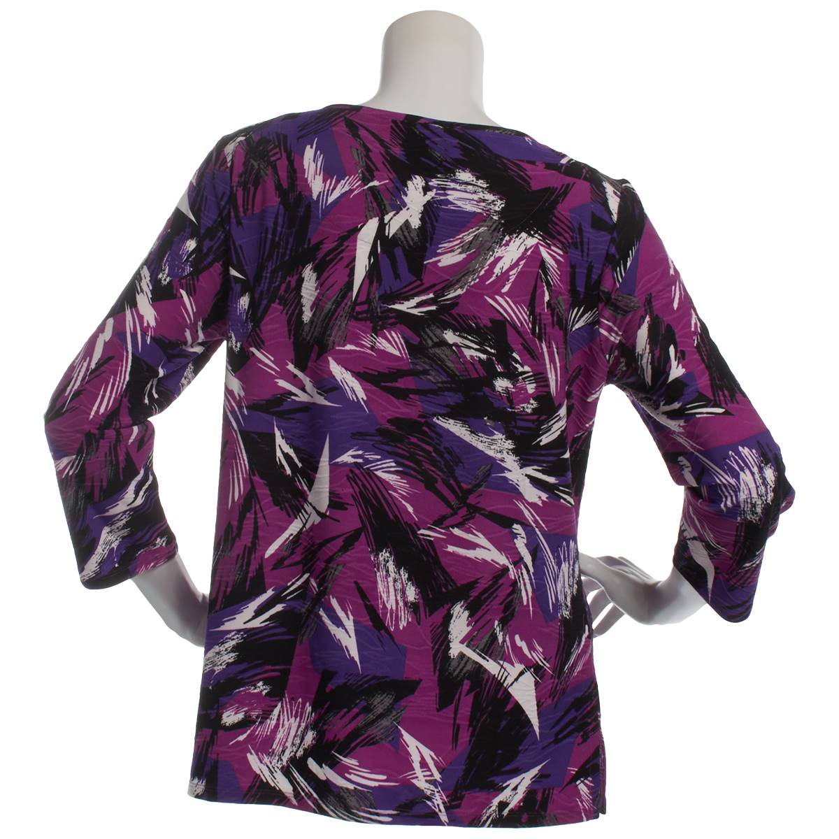 Womens Emily Daniels 3/4 Sleeve Abstract Scoop Neck Blouse