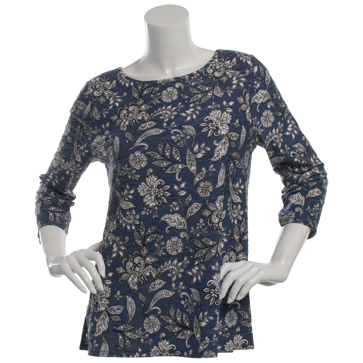 Plus Size Emily Daniels 3/4 Sleeve Paisley Scoop Neck Blouse