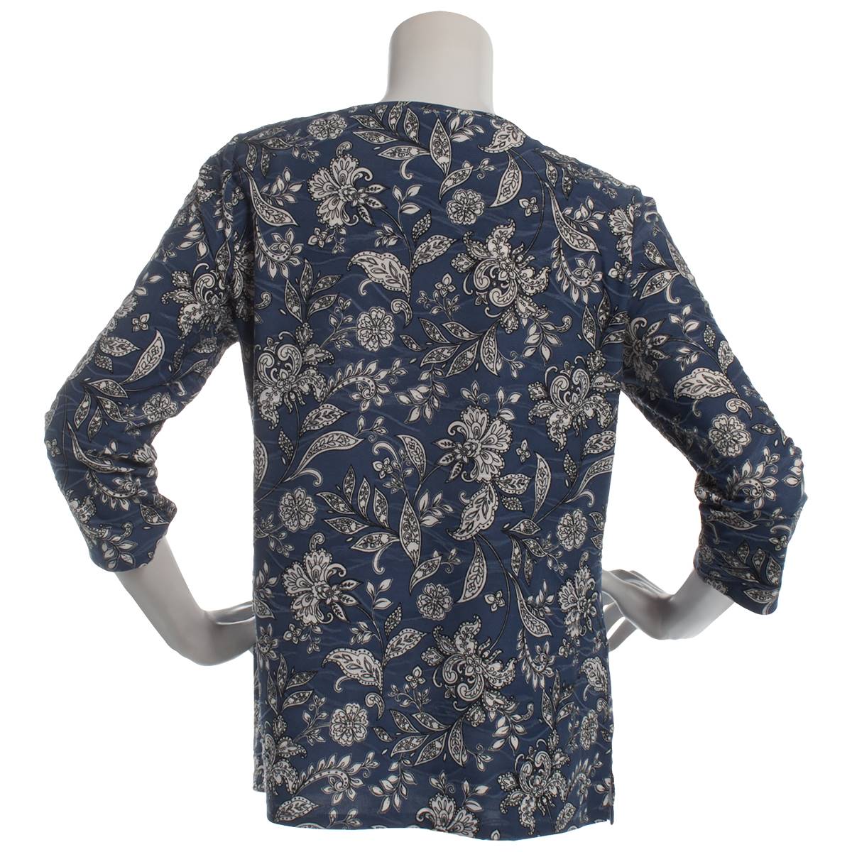 Plus Size Emily Daniels 3/4 Sleeve Paisley Scoop Neck Blouse