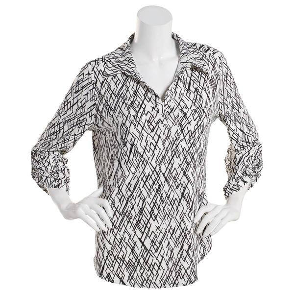 Womens Emily Daniels 3/4 Sleeve Abstract Blouse w/Pockets