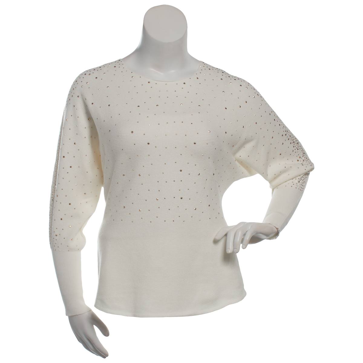 Womens Emily Daniel Long Dolman Sleeve Embellished Sweater