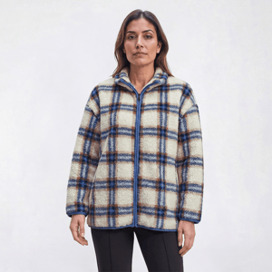Petite Mountain Ridge Long Sleeve Plaid Sherpa Jacket