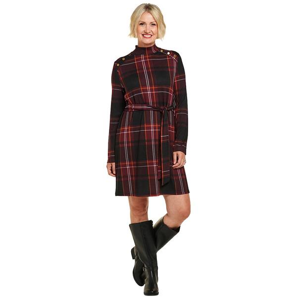 Petite Emily Daniels Long Sleeve Plaid Button Sweater Dress