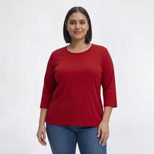 Plus Size Hasting & Smith 3/4 Sleeve Solid Round Neck Tee