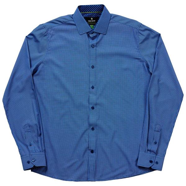 Mens Tom Baine Slim Fit Gingham Dress Shirt - Medium Blue