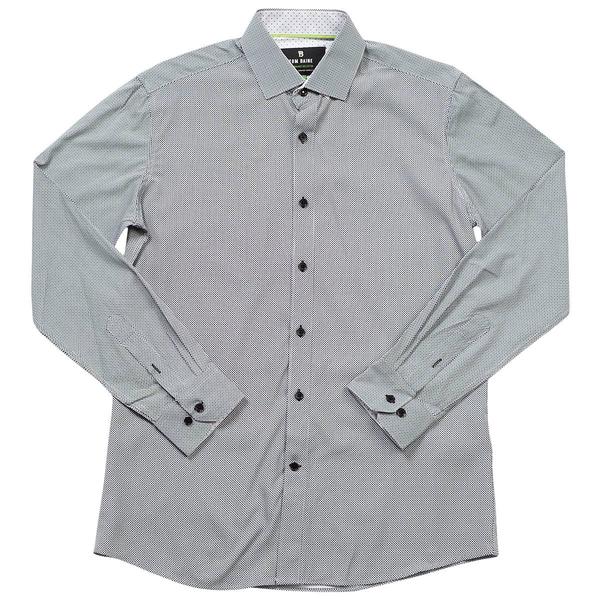 Mens Tom Baine Silver Dot Slim Fit Dress Shirt - Silver