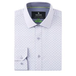 Mens Tom Baine Slim Fit Circles Print Dress Shirt - White/Grey alternate view