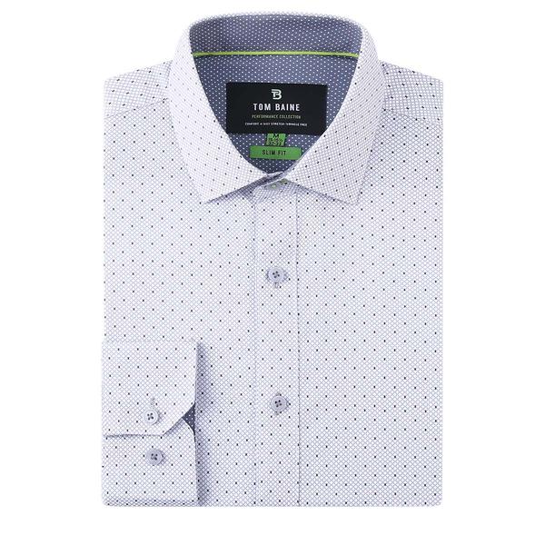 Mens Tom Baine Slim Fit Circles Print Dress Shirt - White/Grey alternate view