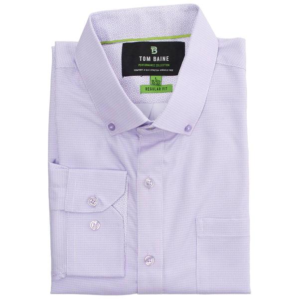 Mens Tom Baine Regular Fit Geometric Dress Shirt - Lilac