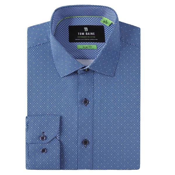 Mens Tom Baine Slim Fit Performance Dress Shirt - Navy/White